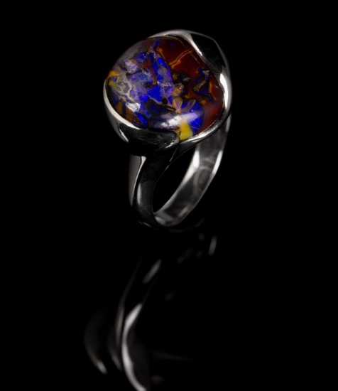 Free-form opal ring in palladium