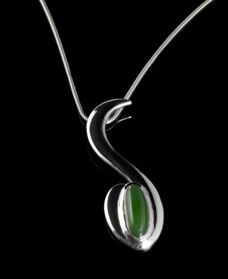 Silver and jade pendant