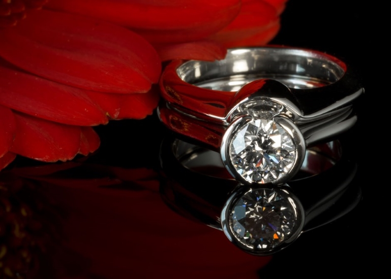Platinum diamond engagement and wedding ring